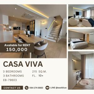 ให้เช่าคอนโดสุขุมวิท อโศก ทองหล่อ : Casa Viva Duplex 3 Bed 3 Baht 215 sqm 150k per month