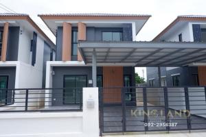 For RentHousePathum Thani,Rangsit, Thammasat : Single house style house for rent, Rungruang Villa Klong 3 (Rungruang Villa Klong 3), 3 bedrooms, 3 bathrooms, 2 floors, parking for 2 cars, rental price 20,000 / month #including common area #pets allowed #company registration