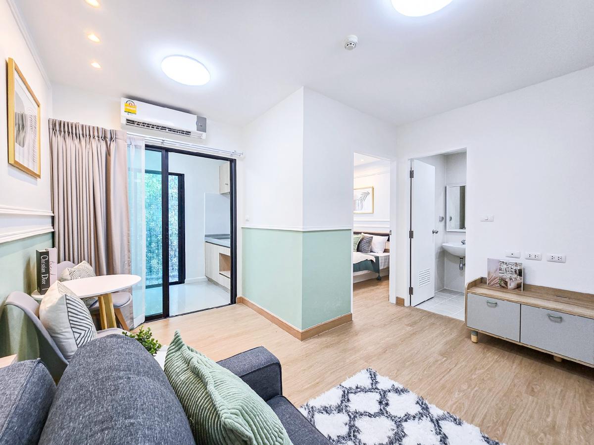 For SaleCondoBangna, Bearing, Lasalle : 💭 Salan Zone Sukhumvit 105, come this way 🙋‍♀️ Share a beautiful condo room, Icondo Sukhumvit 105 🏡✨️ Decorated and ready to move in, fully furnished, green garden view, the project has a large swimming pool, garden and relaxation corner, close to the BTS