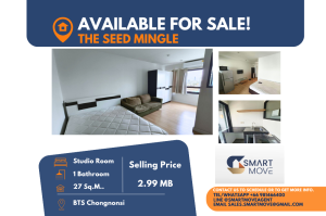 For SaleCondoSathorn, Narathiwat : Code C20240800029.......The Seed Mingle sale with tenant, Studio room, 1 bathroom, high floor, furnished, Special Deal!!