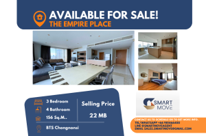 For SaleCondoSathorn, Narathiwat : Code C20240800027.......The Empire Place for sale, 3 bedroom,4 bathroom, high floor, furnished, Special Deal!!