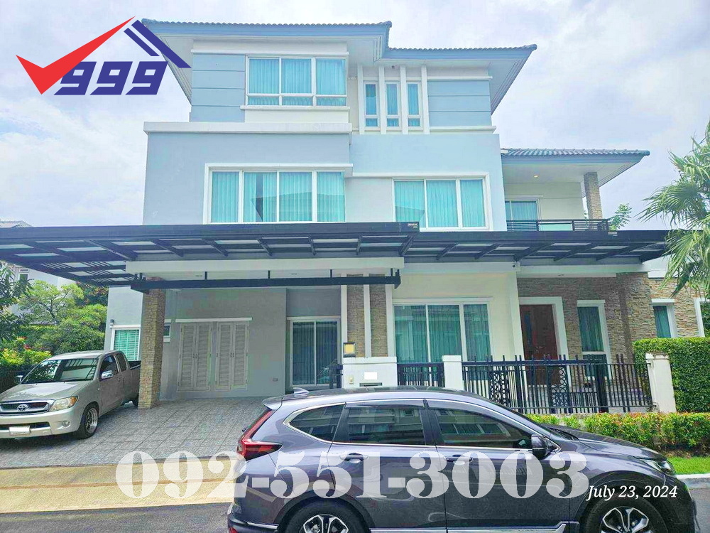 For RentHousePattanakan, Srinakarin : For rent/sale, 3-storey detached house, Grand Bangkok Boulevard, Rama 9 - Srinakarin, near the Yellow Line, Sri Kreetha