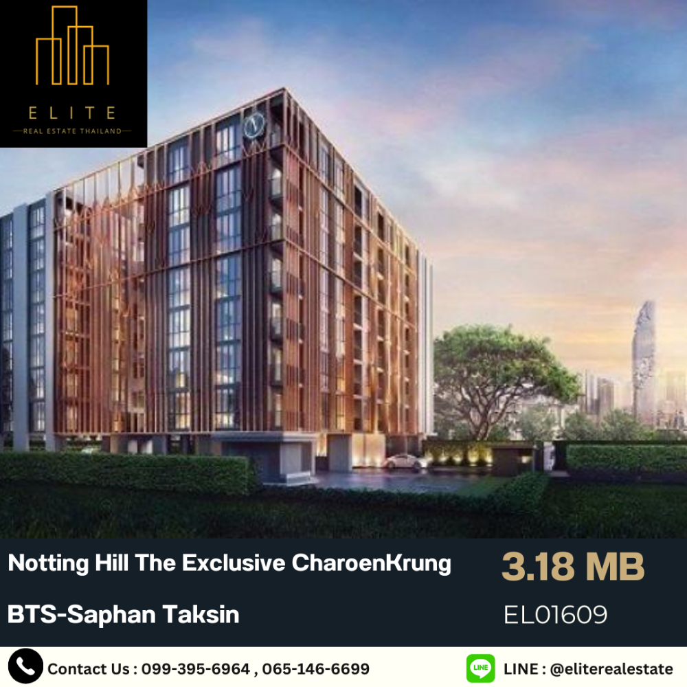 For SaleCondoSathorn, Narathiwat : 💥Urgent sale!! Project opening price 💯 Condo Notting Hill The Exclusive, convenient transportation, near BTS-Saphan Taksin 🚄