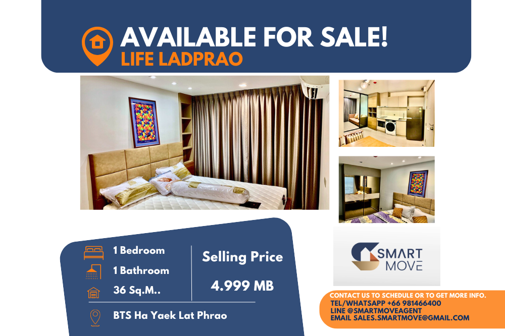 For SaleCondoLadprao, Central Ladprao : Code C20230800157.......Life Ladprao sale with tenant, 1 bedroom, 1 bathroom, high floor, furnished, Special Deal!!