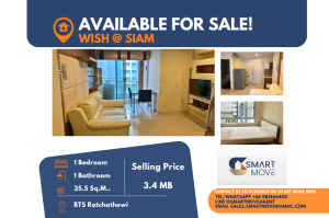 For SaleCondoRatchathewi,Phayathai : Code C20240800035.......Wish @ Siam for sale, 1 bedroom, 1 bathroom, furnished, Special Deal!!