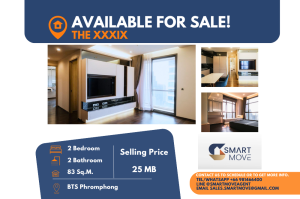 For SaleCondoSukhumvit, Asoke, Thonglor : Code C20240800082.......The XXXIX for sale, 2 bedroom, 2 bathroom, high floor, furnished, Special Deal!!