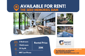 ให้เช่าคอนโดสยาม จุฬา สามย่าน : Code C20240800054..........The Seed Memories Siam สำหรับเช่า, 2 ห้องนอน, 2 ห้องน้ำ, แต่งครบ, พร้อมเข้าอยู่