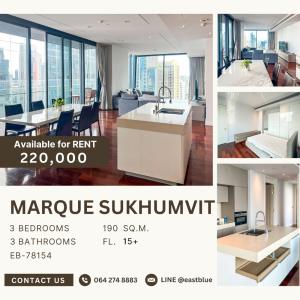 For RentCondoSukhumvit, Asoke, Thonglor : Marque Sukhumvit Luxury 3 Beds 190 sqm 220,000 THB per month