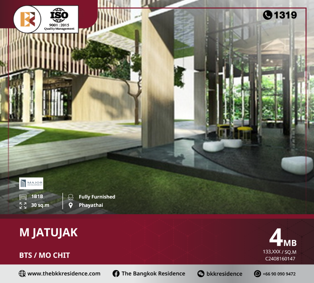 For SaleCondoSapankwai,Jatujak : M Jatujak, a project that combines nature, allowing residents to be close to nature, near BTS Mo Chit