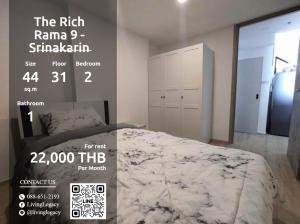 ให้เช่าคอนโด : SI3VZY ให้เช่าคอนโด The Rich Rama 9 - Srinakarin 44 ตร.ม. ชั้น 31 line id : @livinglegacy โทร : 088-651-2193