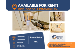 For RentCondoOnnut, Udomsuk : Code C20240800102..........Quintara Arte Sukhumvit 52 for rent, 1 bedroom, 1 bathroom, furnished, ready to move in