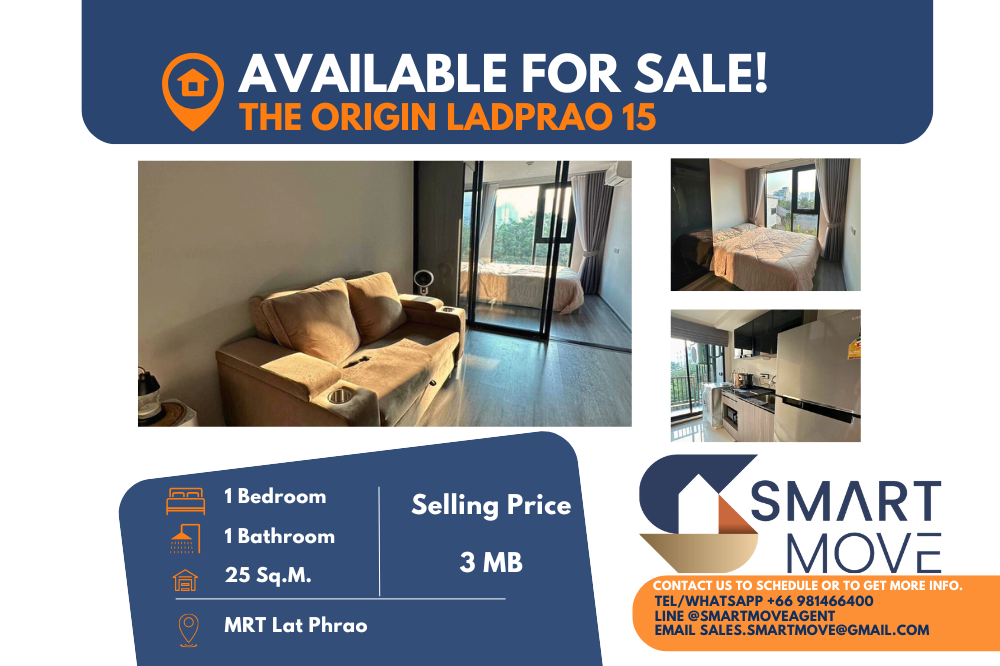 For SaleCondoLadprao, Central Ladprao : Code C20240800110.......The Origin Ladprao 15 For Sale, 1 bedroom, 1 bathroom, furnished, Special Deal!!