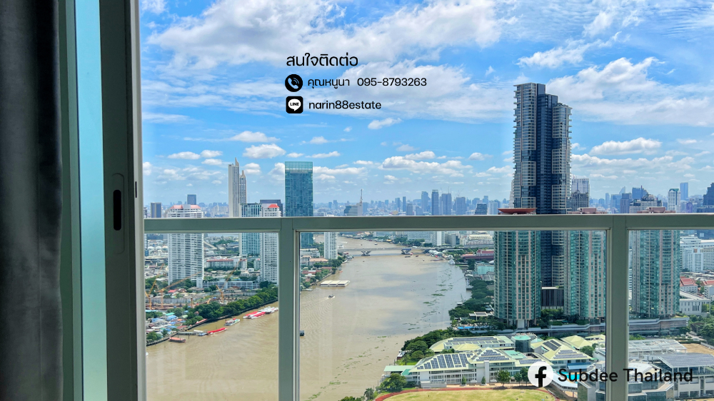 For SaleCondoSathorn, Narathiwat : For sale, luxury condo, Menam Residences, corner room, 134 sq m., 3 bedrooms, 2 bathrooms, Menam Residences Condominium, luxury condo with a curved view of the Chao Phraya River. For sale, luxury condo on the riverside on Charoen Krung Road, near Shrewsbu