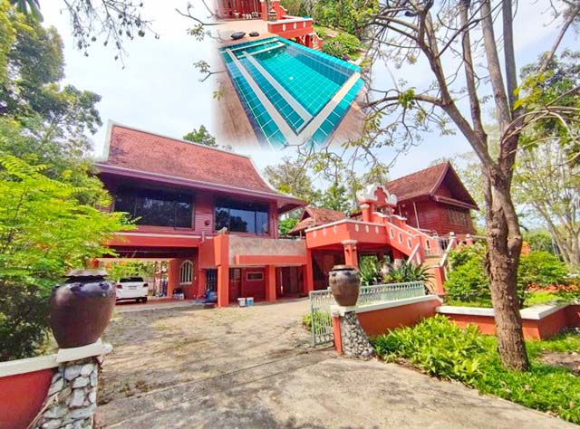 For RentHouseChiang Mai : 3rd time discount to 39,999 from 50,000 Wooden mansion Pool Villa Prem Tinsulanonda Inter Sch. Thai Lanna style house for rent MaeRim ChiangMai fully fur 2Storey 3bed 3bath newly renovated 456 sqm 3 a/c 2Rai