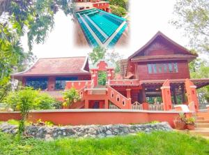 For RentHouseChiang Mai : Pool Villa Prem Tinsulanonda Inter Sch. Wooden mansion Thai Lanna style house for rent MaeRim Chian