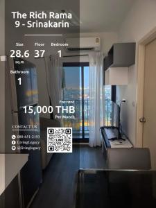 For RentCondoPattanakan, Srinakarin : SI73XD Condo for rent The Rich Rama 9 - Srinakarin 28.66 sq m. 37th floor line id : @livinglegacy call : 088-651-2193