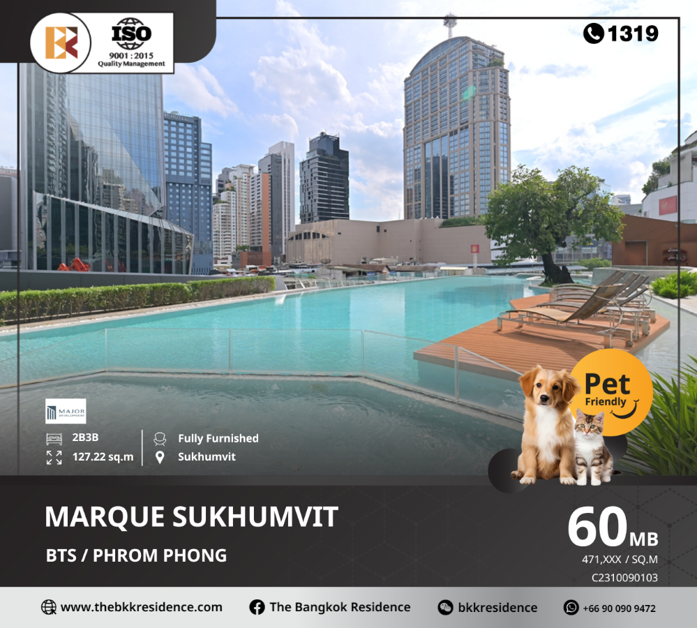 For SaleCondoSukhumvit, Asoke, Thonglor : Condo for animal lovers: MARQUE SUKHUMVIT 39, near BTS Phrom Phong