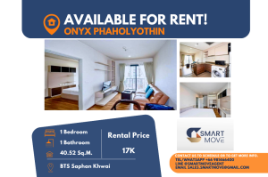 For RentCondoSapankwai,Jatujak : Code C20230201787..........Onyx Phaholyothin for rent, 1 bedroom, 1 bathroom, high floor, furnished, ready to move in