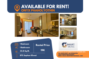 For RentCondoSapankwai,Jatujak : Code C20231200271..........Onyx Phaholyothin for rent, 1 bedroom, 1 bathroom, furnished, ready to move in