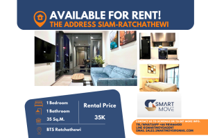 For RentCondoRatchathewi,Phayathai : Code C20240600034..........The Address Siam - Ratchathewi for rent, 1 bedroom, 1 bathroom, high floor, furnished, ready to move in