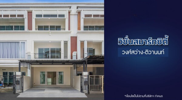 For SaleTownhouseRama5, Ratchapruek, Bangkruai : Book today!!! Instant discount 500,000 baht. Selling a second-hand 3-storey townhouse, newly decorated, Vision Smart City Wong Sawang-Tiwanon project, area 25 sq m, ready to move in, near the Purple Line, Tiwanon Intersection Station and the Ngamwongwan E