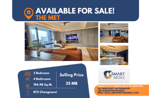 For SaleCondoSathorn, Narathiwat : Code C20221201965.......The Met for sale, 3 bedroom, 4 bathroom 1 maid's room, high floor, furnished, Special Deal!!