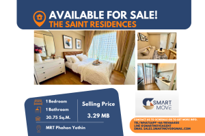 For SaleCondoLadprao, Central Ladprao : Code C20240800120.......The Saint Residences for sale, 1 bedroom, 1 bathroom, high floor, furnished, Special Deal!!