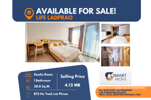 For SaleCondoLadprao, Central Ladprao : Code C20240400793.......Life Ladprao for sale, Studio room, 1 bathroom, high floor, furnished, Special Deal!!