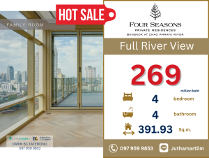 For SaleCondoSathorn, Narathiwat : 🔥 Most Beatiful🔥 Four Seasons Private Residences Bangkok, 14th floor, size 391.93 sq m., 4 bedrooms, 4 bathrooms, contact 0979599853