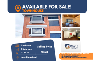 For SaleTownhouseSathorn, Narathiwat : Code C20240800033.......Townhouse in Narathiwas for sale Townhouse, 3 bedroom, 4 bathroom, 3 Storey, 27 Sq.W., Partly Furnished, Special Deal!!