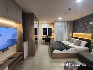 For RentCondoPathum Thani,Rangsit, Thammasat : ♦️For rent: Kave Island, separate kitchen room, 25 sq m., super cool room, Muji + Modern style, Building B, 4th floor, special price