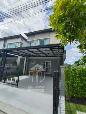 For RentHouseSamut Prakan,Samrong : Semi-Detached House for rent Grande Pleno Mega Bangna Village, fully furnished, New House!!