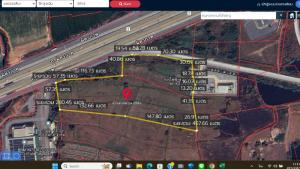 For SaleLandKorat Nakhon Ratchasima : Land for sale on Mittraphap Road, Naklang, Sung Noen, Nakhon Ratchasima, 16-1-39.3 rai, purple plan, for factory, distribution center, warehouse