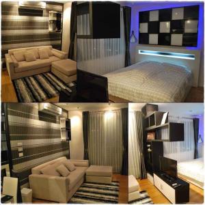 For RentCondoWongwianyai, Charoennakor : 🎉🏙 FOR RENT>> Villa Sathorn>> Studio room size 43.5 sq.m., spacious room, 30th floor, river view, fully decorated, beautiful Black and White style, near BTS Krung Thon Buri #LV-MO510