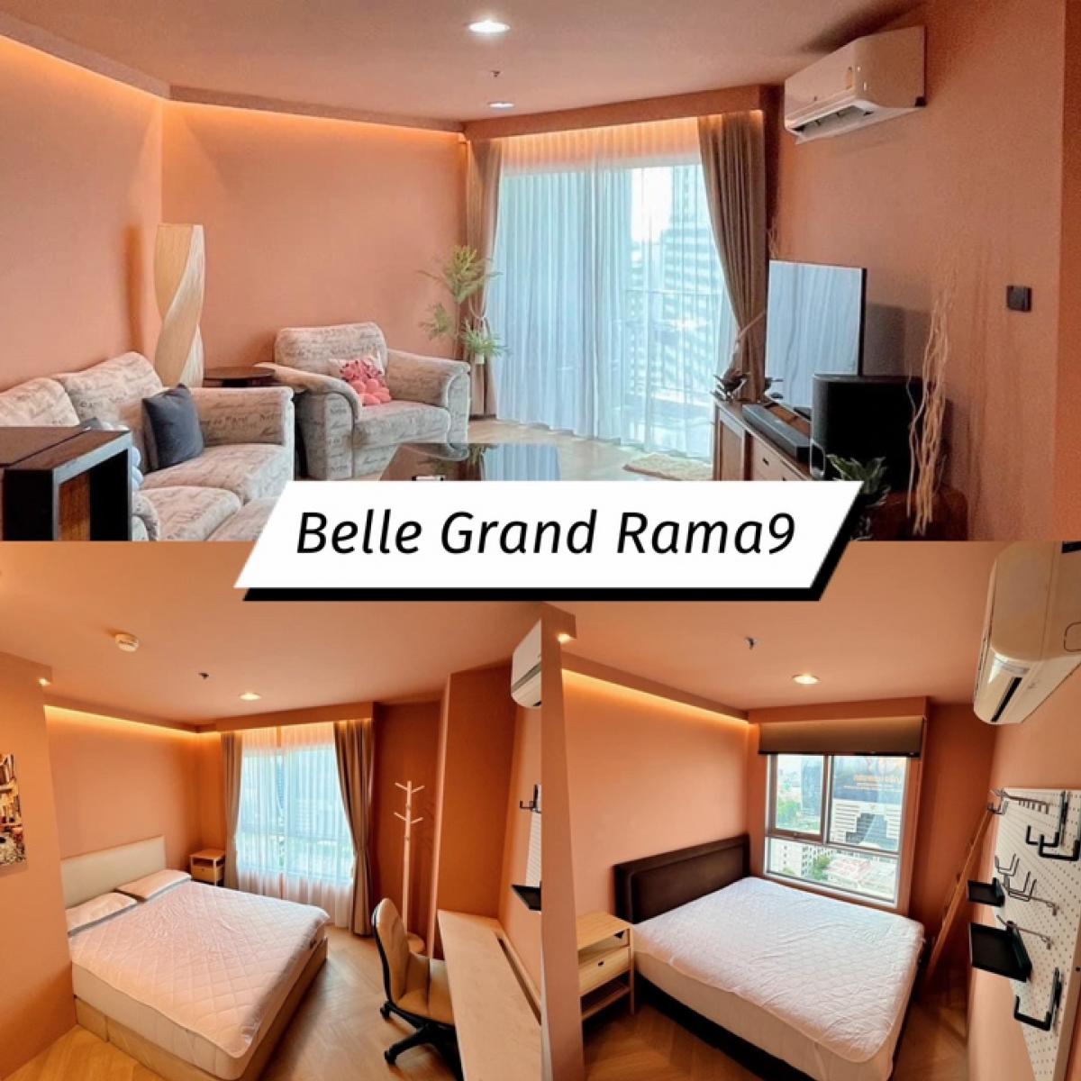 For RentCondoRama9, Petchburi, RCA : For sale/rent Belle Grand Rama9 | Type 2 bedrooms 1 bathroom @D1 Tower ꕥ | Floor / 14th floor ᐧ༚̮ᐧ | Sqm / Size 68 sq m. ⟡ ᥫ᭡. | Rent / Rental price 40,000 baht/monthεїз | Sale / Selling 9.3 MB (including transfer fee)