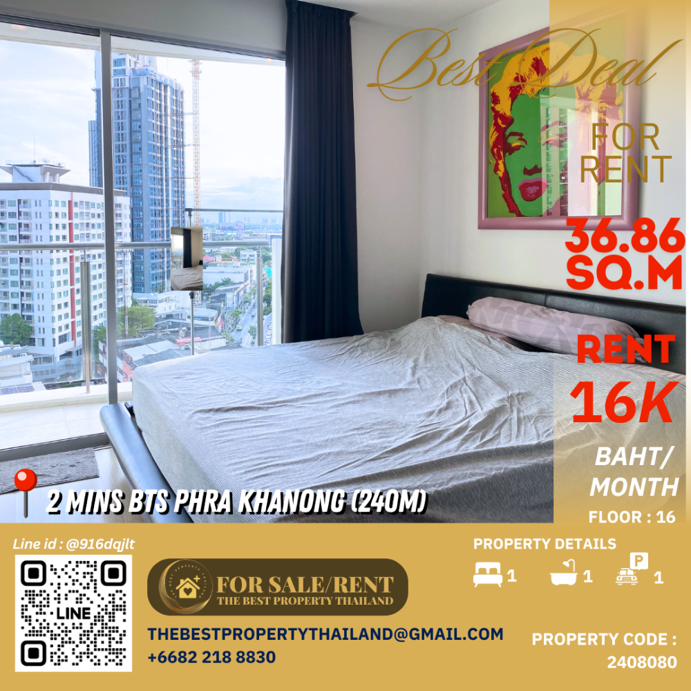 For RentCondoOnnut, Udomsuk : For Rent available at Sky Walk Residences = 16,000 baht/month