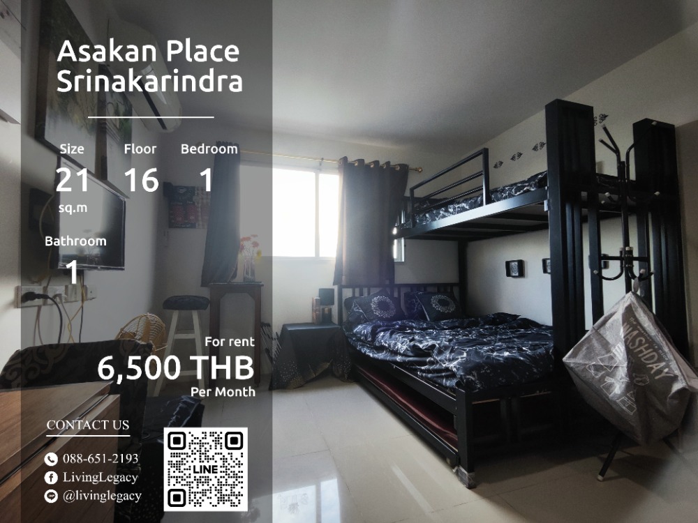 For RentCondoPattanakan, Srinakarin : SJ8X9F Condo for rent Asakan Place Srinakarindra 21 sq m. 15th floor line id : @livinglegacy call : 088-651-2193