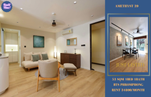 For RentCondoSukhumvit, Asoke, Thonglor : “Experience modern elegance in a stylish 53 sqm condo in Phrom Phong, available for ฿34,800 per month with a 6-month lease.“