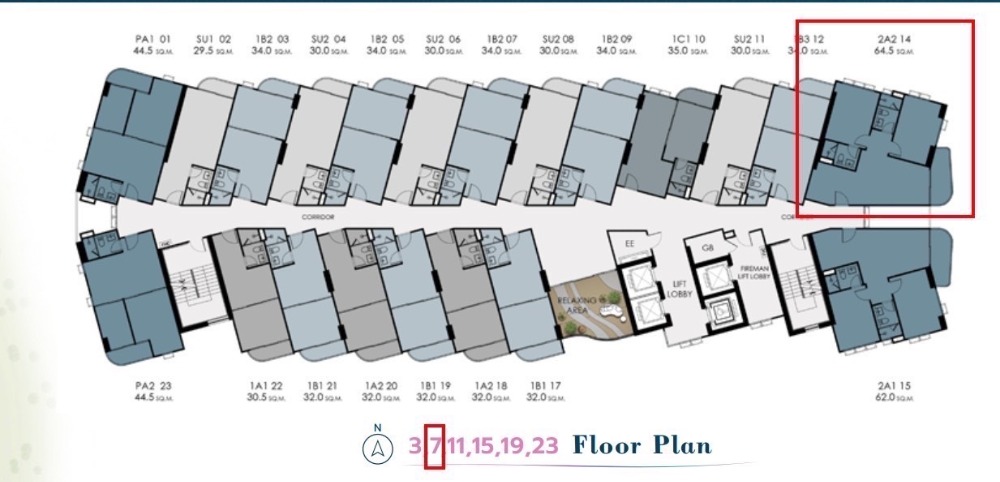 ขายดาวน์คอนโด : ขายดาวน์คอนโด 2 ห้องนอน 2 ห้องน้ำ ห้องมุม วิวทะเล ราคาพิเศษ !