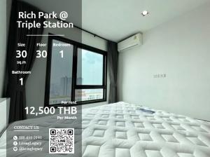 For RentCondoPattanakan, Srinakarin : LU2YSQGF Condo for rent Rich Park @ Triple Station 30 sq m. 30th floor line id : @livinglegacy call : 088-651-2193