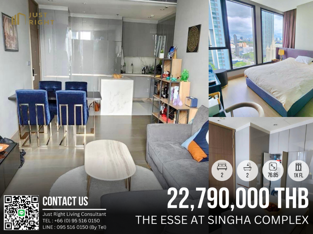 For SaleCondoRama9, Petchburi, RCA : For Sale, The Esse at Singha Complex, 2 Beds 2 Bath 76.85 Sqm. Floor 1x, Fully Furnished 22.79 MB