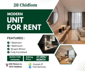 For RentCondoWitthayu, Chidlom, Langsuan, Ploenchit : 28 Chidlom++ Looking for Tenant++ Nice Unit++“ Concept Urban Oasis “ ++ 250 Meters to BTS Chidlom ++ Excellent Location