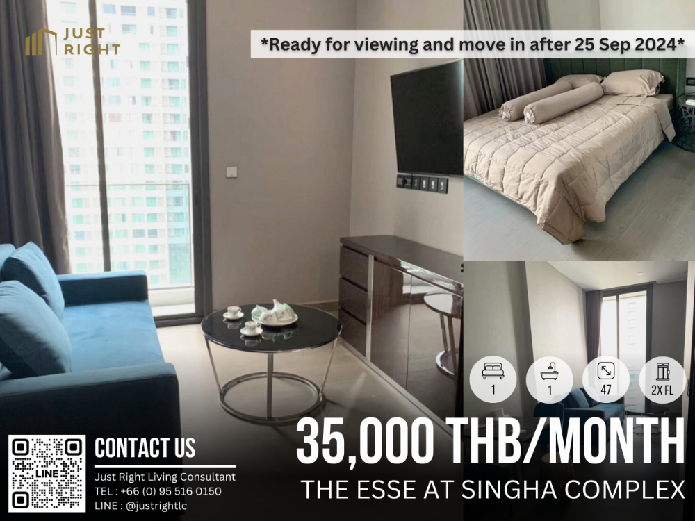 ให้เช่าคอนโดพระราม 9 เพชรบุรีตัดใหม่ RCA : ให้เช่า The Esse at Singha Complex 1 นอน 1 น้ำ ขนาด 47 ตร.ม ชั้น 2x เพียง 35,000 บาท/เดือน (สัญญา 1 ปีเท่านั้น) | *พร้อมดูห้องและย้ายเข้าหลัง 25/9/24*