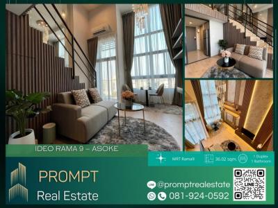 ให้เช่าคอนโดพระราม 9 เพชรบุรีตัดใหม่ RCA : IJ03929 - IDEO RAMA 9 – ASOKE - 36.02 sqm - MRT Rama9 - ARL Makkasan