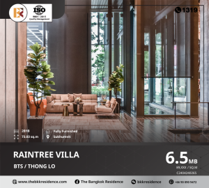 For SaleCondoSukhumvit, Asoke, Thonglor : Raintree Villa, a condominium with a modern design, decorated in cool tones, near BTS Thonglor.