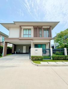 For RentHousePattanakan, Srinakarin : 2-storey detached house for rent, Burasiri Krungthep Kreetha project, beautiful house, fully furnished, with space next to the house