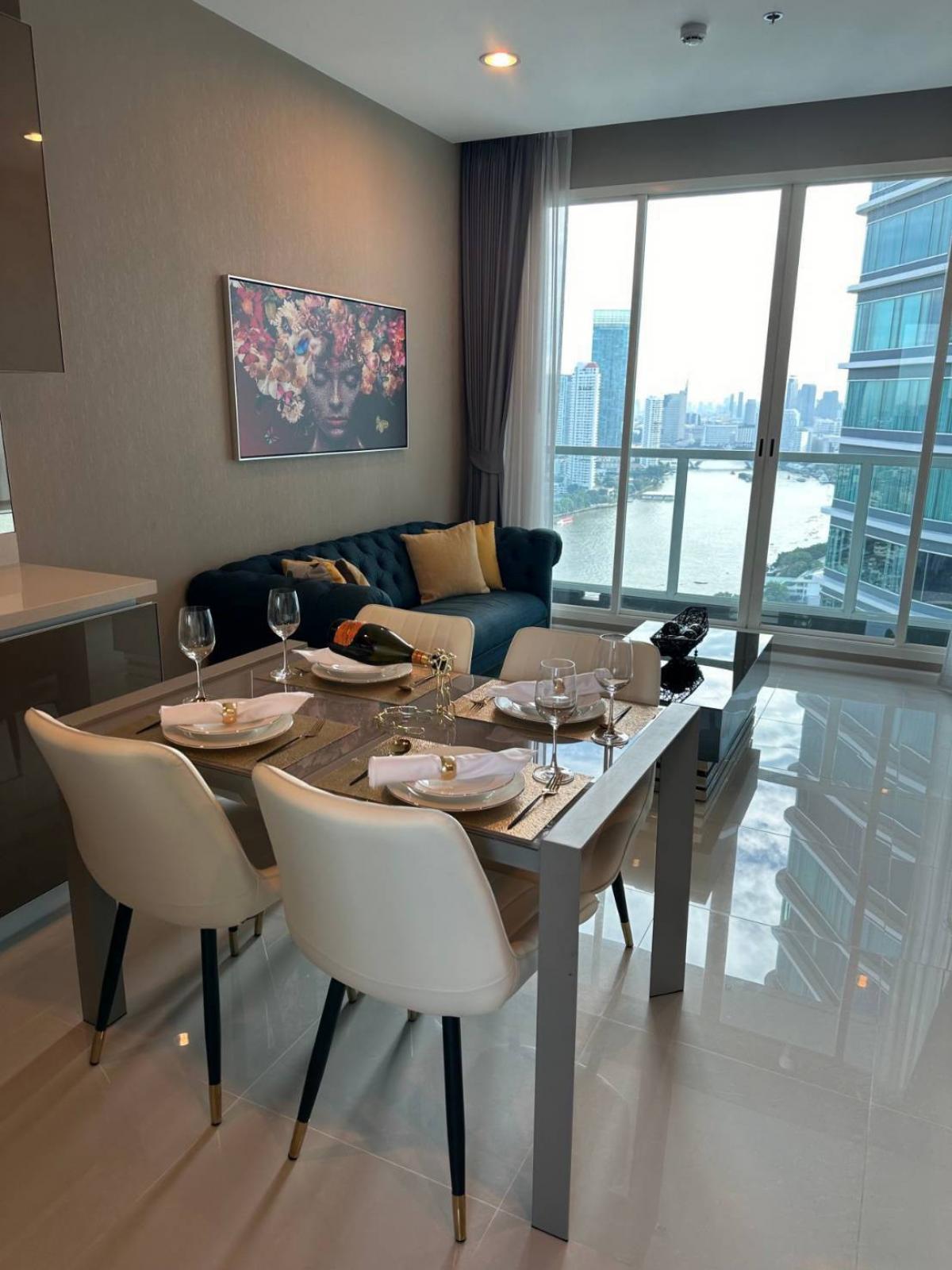 For SaleCondoSathorn, Narathiwat : 📌Selling a River view condo near Asiatique✨️Menam Residences Condo🏢 Near BTS Saphan Taksin🚆 Fully furnished 🥰 Price only 9.39 million baht🔥