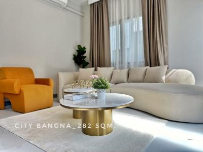 For RentHouseBangna, Bearing, Lasalle : For rent: Single house, beautifully decorated, comfortable to live in, 4 bedrooms, The City Bangna-Km.7, 282 sq m., 65 sq wa, next to Ikea Bangna