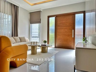 For RentHouseBangna, Bearing, Lasalle : For rent: Single house, beautifully decorated, comfortable to live in, 4 bedrooms, The City Bangna-Km.7, 282 sq m., 65 sq wa, next to Ikea Bangna