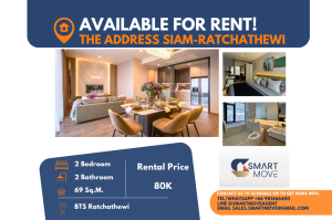 For RentCondoRatchathewi,Phayathai : Code C20240900018..........The Address Siam - Ratchathewi for rent, 2 bedroom, 2 bathroom, high floor, furnished, ready to move in